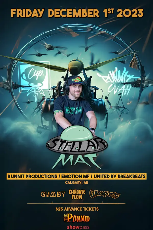 CUP Runnit Ovah flyer — a pilot at the controls of a flying machine above the clouds